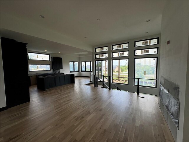 unfurnished living room with wood-type flooring