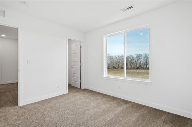 unfurnished bedroom featuring light carpet