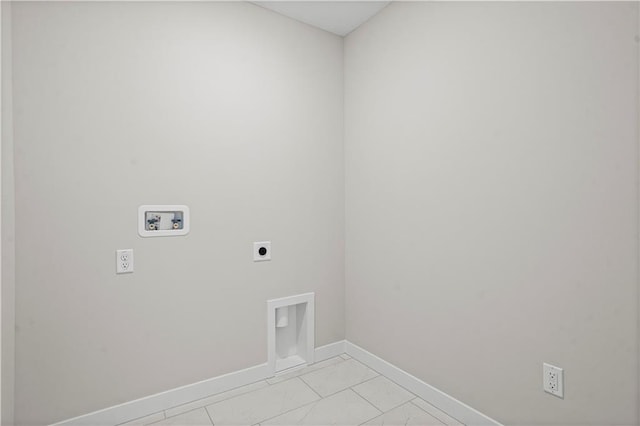 408 Woodview Dr, Raymore, MO 64083 - washroom featuring electric dryer hookup, hookup for a washing machine, baseboards, and light tile patterned floors