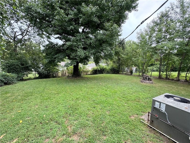 view of yard with central air condition unit