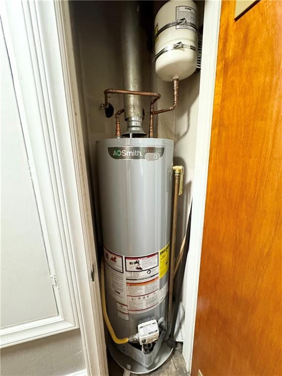 utility room with water heater