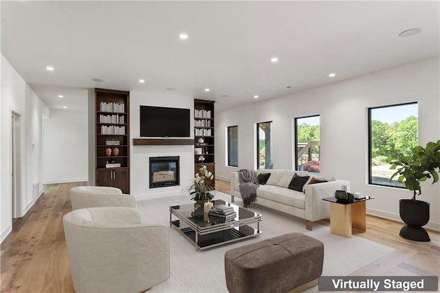 living room featuring light hardwood / wood-style flooring