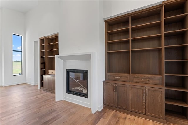 unfurnished living room featuring light hardwood / wood-style flooring