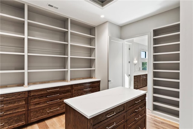 spacious closet featuring light wood-type flooring