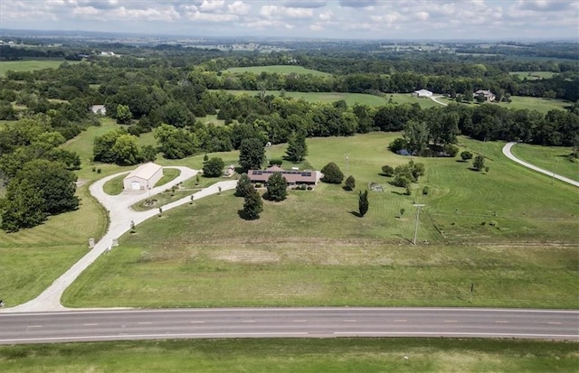 aerial view featuring a rural view