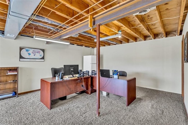 home office featuring carpet flooring