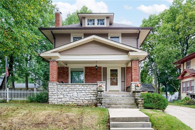 view of front facade featuring covered porch