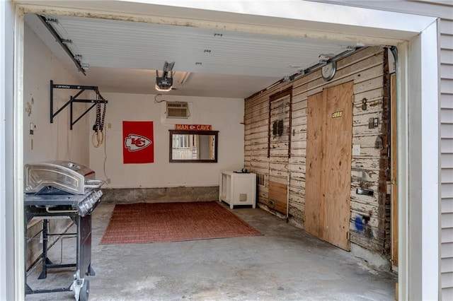 garage with a garage door opener