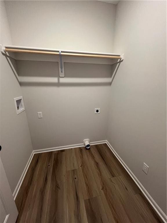 laundry room with hookup for an electric dryer, washer hookup, and dark hardwood / wood-style floors