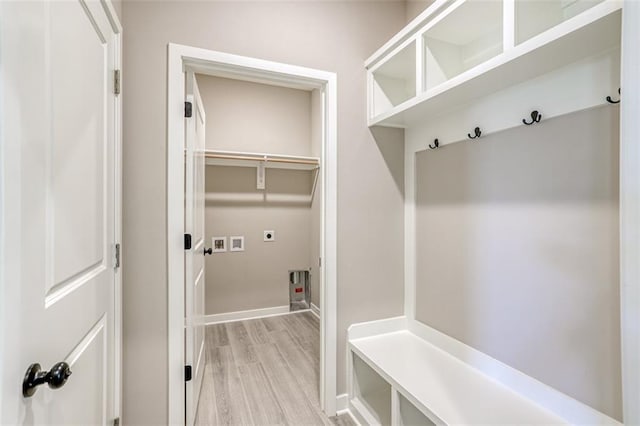 mudroom with light wood-type flooring