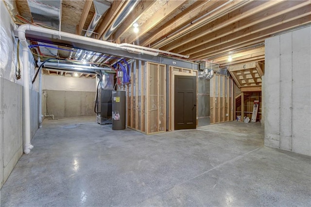 basement featuring water heater