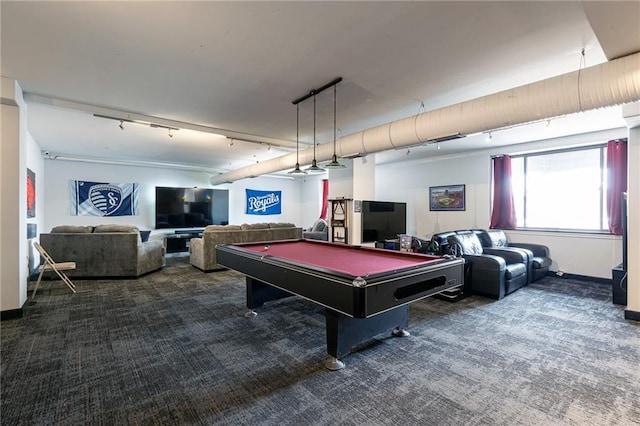 700 E 8th St Unit 11P, Kansas City, MO 64106 - rec room with carpet flooring, track lighting, and pool table