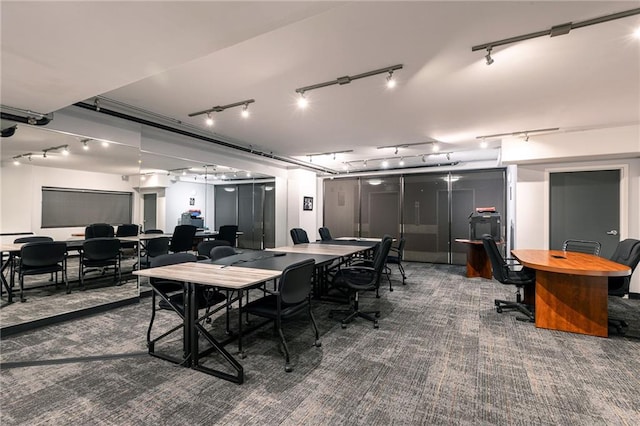 view of carpeted dining room