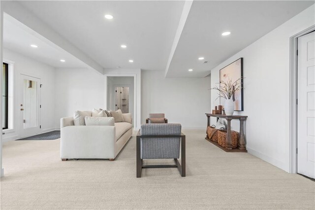 1816 NE Lashbrook Cir, Lees Summit, MO 64086 - living area with recessed lighting, baseboards, and light carpet
