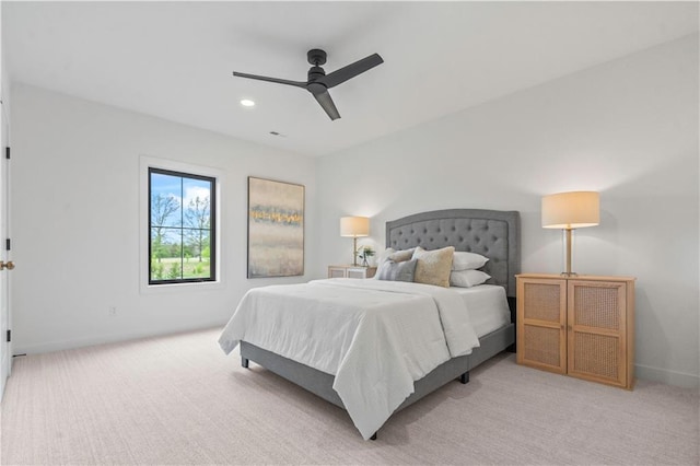 1816 NE Lashbrook Cir, Lees Summit, MO 64086 - bedroom featuring a ceiling fan, baseboards, and light carpet