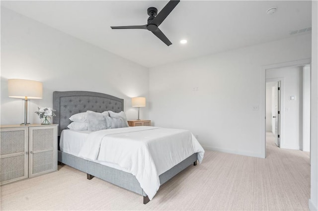 1816 NE Lashbrook Cir, Lees Summit, MO 64086 - bedroom with recessed lighting, carpet, visible vents, a ceiling fan, and baseboards