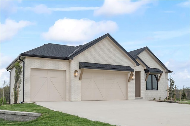 1816 NE Lashbrook Cir, Lees Summit, MO 64086 - view of front facade with brick siding, roof with shingles, driveway, and a garage
