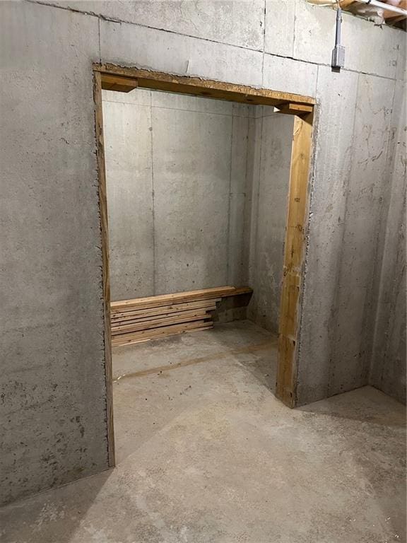 view of unfinished basement