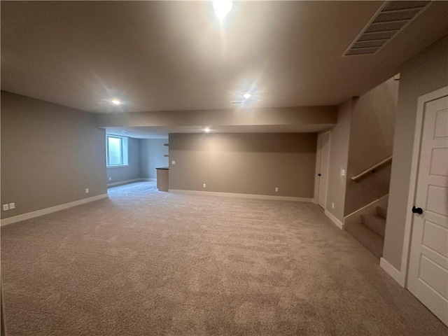 basement featuring carpet