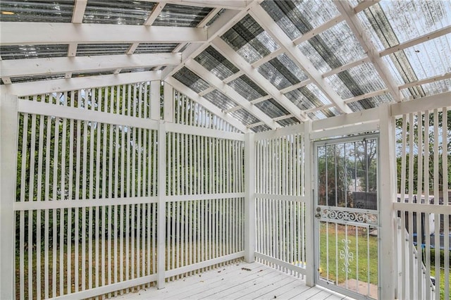 6825 Walrond Ave, Kansas City, MO 64132 - unfurnished sunroom featuring lofted ceiling