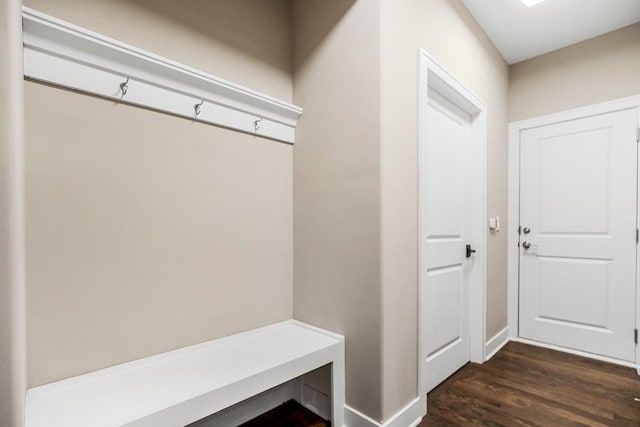 mudroom with dark hardwood / wood-style flooring