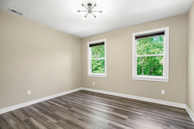 empty room with a wealth of natural light and hardwood / wood-style flooring