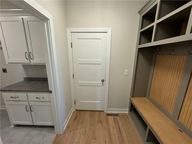 mudroom featuring light hardwood / wood-style flooring