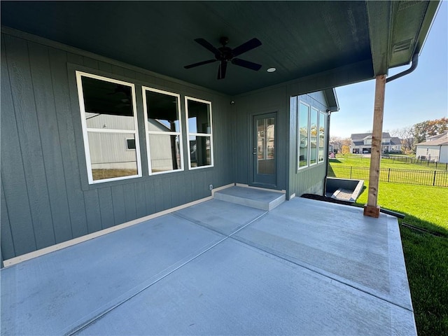 view of patio / terrace with ceiling fan