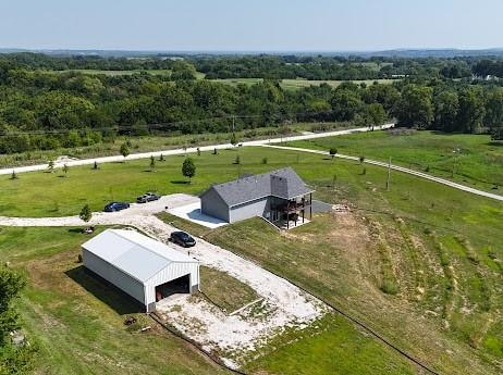 drone / aerial view with a rural view