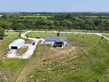 drone / aerial view with a rural view