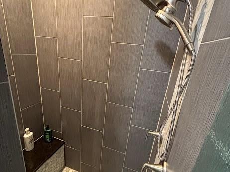 interior details with tiled shower