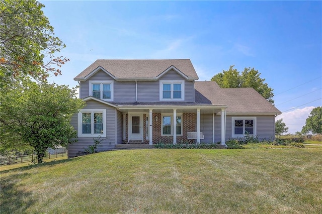 view of front of home with a front lawn