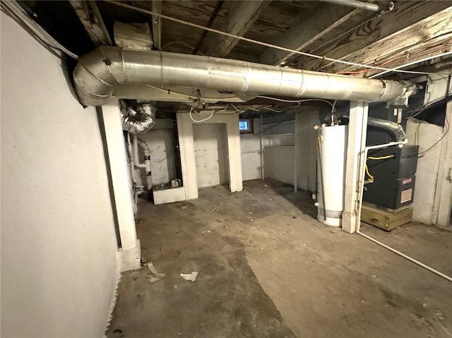 basement with water heater