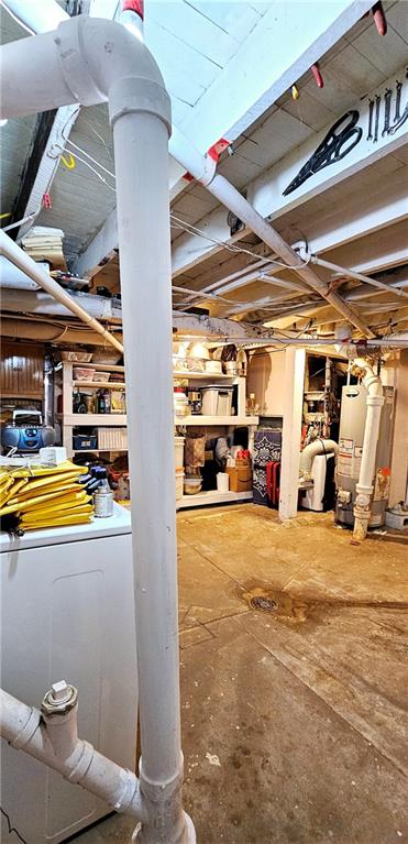 basement with water heater