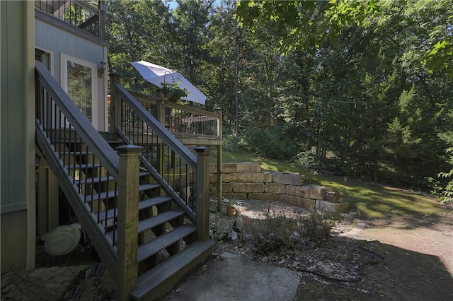 view of yard with a wooden deck