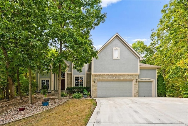 view of front of property with a garage