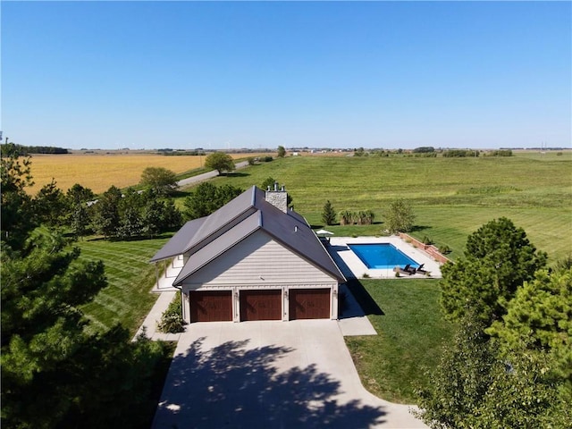 bird's eye view with a rural view