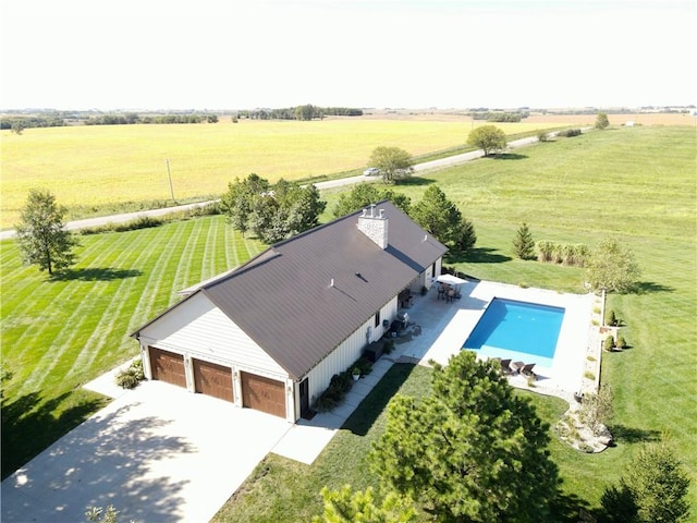 aerial view featuring a rural view