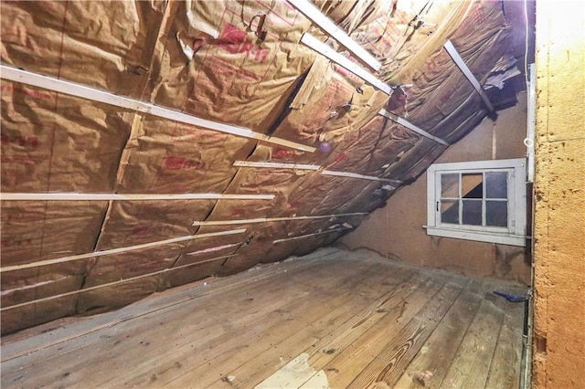 view of unfinished attic