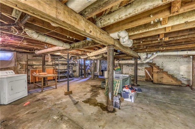 basement with washer / dryer