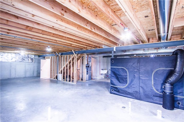 basement with sink