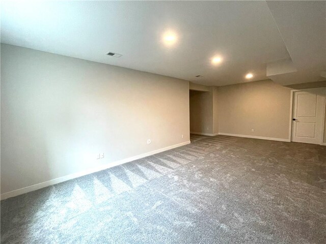 basement with carpet floors