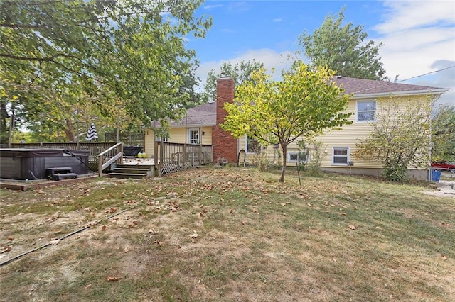 view of yard with a deck