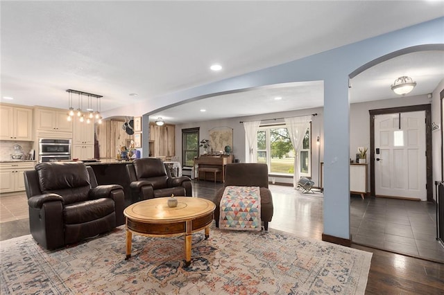 living room with wood-type flooring