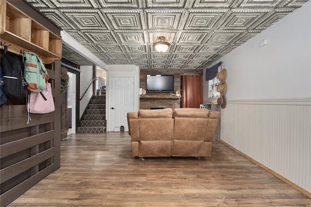 living room featuring wood-type flooring