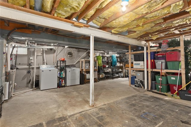 basement with independent washer and dryer