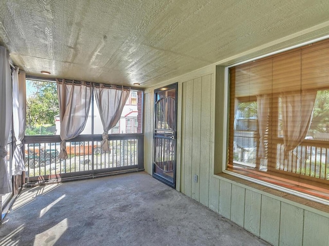 view of unfurnished sunroom