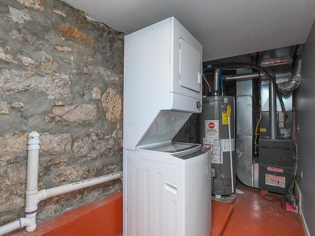 utility room featuring heating unit and water heater