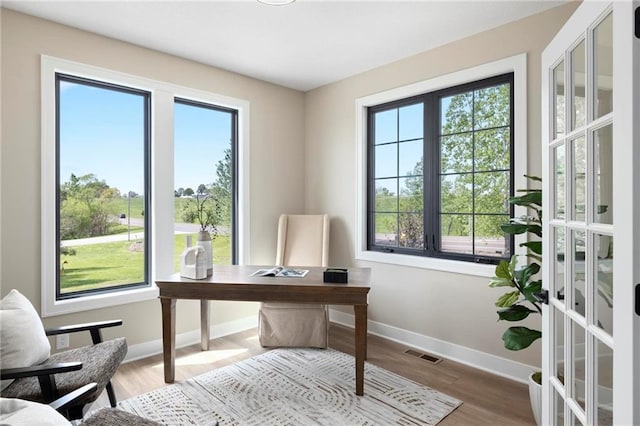 office featuring hardwood / wood-style flooring