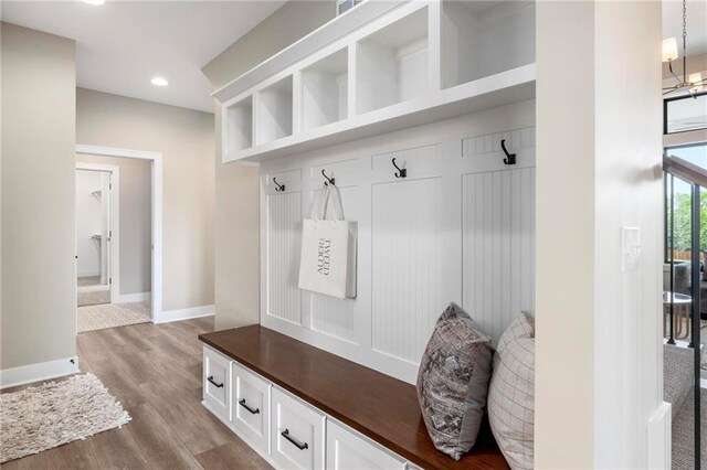 mudroom featuring hardwood / wood-style floors